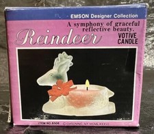 Vnt Emson Designer Collection Reindeer Glass Votive Candle Item #8506 NOSWB picture