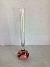 Vtg. Clear & Pink Glass Controlled Bubble Bud Vase 8.5