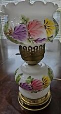 Vintage Hurricane Gone With The Wind Lamp Hand Painted Floral 3 Way Lights picture