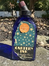 Vintage RARE Carters Ink Cobalt Blue Bottle 142 Starry Label Pint 16oz With Cap picture