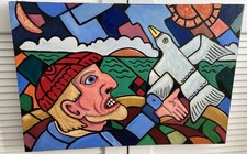 Pop Art Painting Mural Art Graffiti Cubism S. American Britto Style Vintage picture