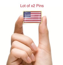 Lot x2PCS AMERICAN FLAG LAPEL PIN USA PATRIOTIC PRESIDENT ELECTION VOTE MILITARY picture