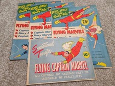 🌟(4) 1944/1945 Fawcet FLYING MARVELS Paper Toys Book Captain Marvel Mary Jr. picture