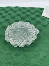 Vintage Glass Crystal Seashell Shape Trinket Box Scalloped Container Dish Clear picture