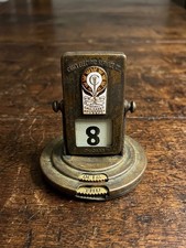 Vintage Casey Electric Service Co Brass Desk Perpetual Calendar Advertising Rare picture
