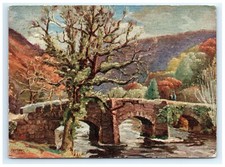 Painting Fingle Bridge Herbert Truman Artist Postcard picture