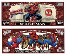 25 Pack Spiderman Dollar Bill Marvel Comics Collectible $1 Million Novelty Money picture