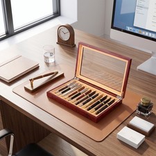 12 Slots Fountain Pen Wood Display Tray Case Organizer Storage Collector Box Red picture