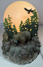 Vintage Moonlight Silhouette Bears In The Wilderness Night Light WORKS picture