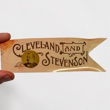 1892 Grover Cleveland Stevenson President Jugate Campaign Pinback Pennant Ribbon picture