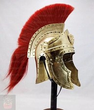 Roman Centurion New Helmet with Red Plume Greek Roman Engraved Design Helmet picture