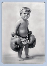 Vintage Boxing Baby Oversized Gloves Italy Fotocelere Torino RPPC Postcard-1181 picture