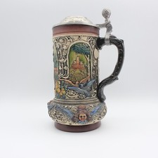 ALWE Wedding Bride and Groom Pewter Lid Figurine Beer Stein picture