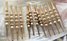 12/pc. lot of  gold w/Glitter Plastic Finial Holiday Christmas Ornaments picture