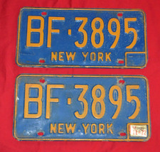Vintage 1966-1972 NY New York License Plate Pair BF-3895 Very Used picture