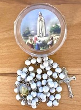 12 Pc Set Our Lady of Fatima White Wood Rosaries Virgen Fatima Rosario Gift New picture
