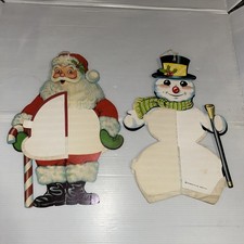 Vintage 1978 Beistle Christmas Paper Honeycomb Decorations Santa Claus & Snowman picture
