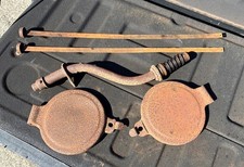 Antique Double Oil Lubster Parts: 2 Lids, 2 Oil Gauge Rods, 1 Overflow Pipe picture