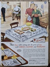 1949 Simtex Mills Tablecloth Cloths And Matkins vintage Ad picture
