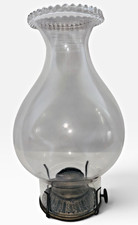 P&A No. 1 Brass Oil Lamp Hardware 1897 Patent w/ Glass Pearl Top Bulged Chimney picture