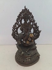 Beautiful Vintage Himalayan Cast Bronze Ganesha Shrine Statue (8 5/8