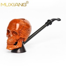 MUXIANG 3mm Filter Handmade Briar Wood Freehand Tobacco Pipe popeye Pipe Skull picture