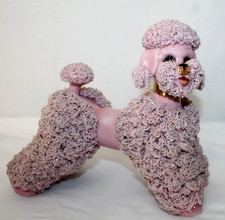Lrg. Vintage 1950s Pink Spaghetti Poodle Figurine MCM Kreiss? Ceramic RARE picture