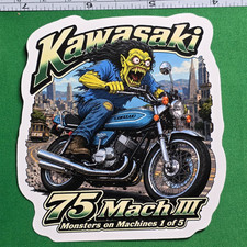 1975 Kawasaki Mach III 9x9cm Durable Die-Cut Vinyl Sticker 1 of 5 picture