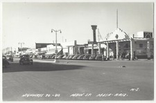 1940's Mesa, Arizona REAL PHOTO Main Street, Signs, Old Autos - Vintage Postcard picture