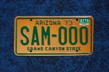 1973 1974 Arizona Sample License Plate picture