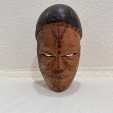 Vintage Angola African Hand Carved Wood Mask Chokwe Style Tribal Art 8.5