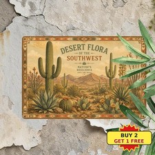 Desert Cactus Southwest Landscape Waterproof Outdoor Botanical Metal Sign 8x12 picture