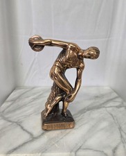 Bronze Brass or Copper Disk Thrower On Base Greek Discus Art Decoration Greece picture