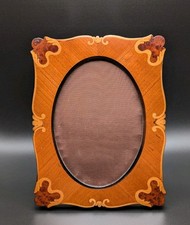 Vintage Selli Florence Italy Wood Marquetry Oval Picture Frame Inlaid 8.5