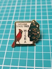 Vtg Indiana State Tree WISBA Cardinal Gold Tone Lapel Pin picture