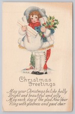 Antique Christmas Postcard Child Arms Full of Gifts 1924 Poem Posted Minnesota picture