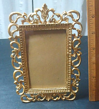 Vintage Ornate Baroque/Rococo Solid Brass Scroll Photo Frame 4x6 Freestanding picture
