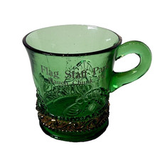 MAUCH CHUNK Pennsylvania PA Antique DEPRESSION GREEN GOLD Glass Souvenir CUP picture