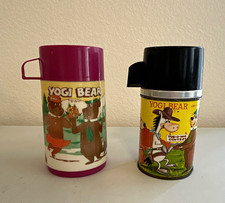 Aladdin Yogi Bear & Friends Graphics Thermos Bottle Lot of 2 Collectible picture