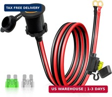 Female Cigarette Lighter Socket to Battery Ring Terminal 3FT 12V/24V, Heavy Duty picture