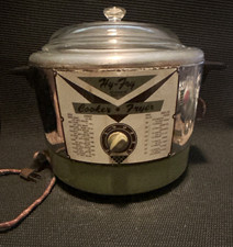 Hy-Fry Automatic Electric Cooker Fryer M-200 150W Vintage Green Silver -WORKS picture