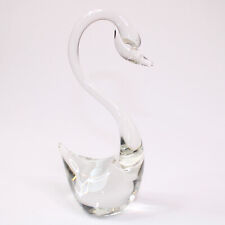 Vintage ACC Hand Made Crystal Clear Glass Swan Bird Figurine Made In Taiwan picture