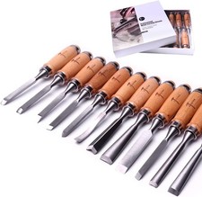 12 Piece Wood Carving Hand Chisel Tool Set Professional Woodworking Gouges Steel picture