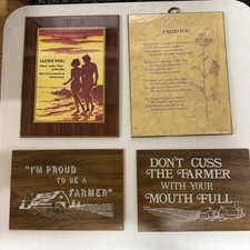 Vintage Lot of 4 Wood Wall Plaques picture