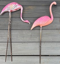 Vintage 1940s Florida Cast Aluminum Lawn Flamingos picture