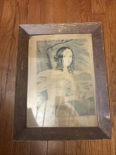 Antique 19th Century Rustic Original Old Frame w/ N. Currier Print picture