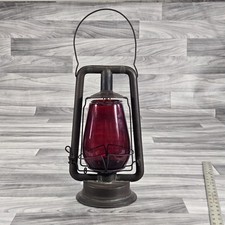 Antique Vintage C. T. Ham Mfg Co No0 Clipper Tubular Kerosene Lantern Red Globe picture