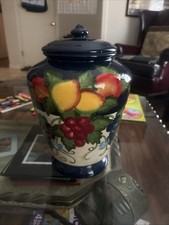 VTG Nonni's Biscotti Cookie Jar Canister,  Hand Painted, Sealed Lid 11” picture