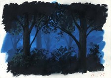 Original Hand Painted Anime Animation Cel Background Night Forest Production Art picture