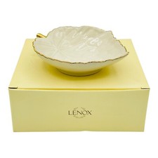 Lenox Classic Lenox Maple Leaf Dish Bowl Ivory 24k Gold Trim NEW IN BOX picture